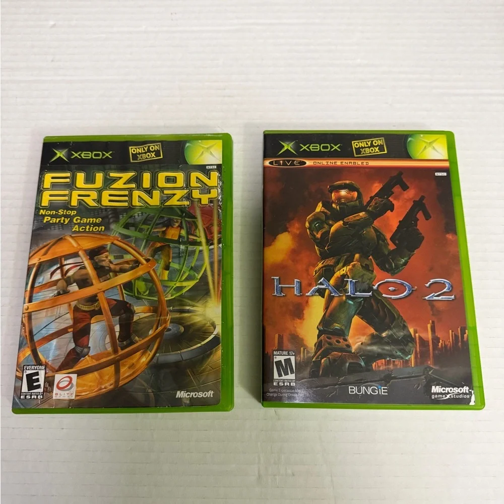 Xbox Classic Lot Of 2 Games Fuzion Frenzy and Halo 2 Tested